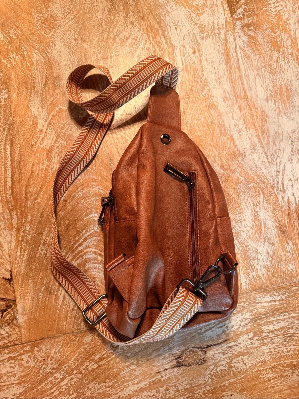 Brown Leather Crossbody Sling Bag - Picture 5 of 7